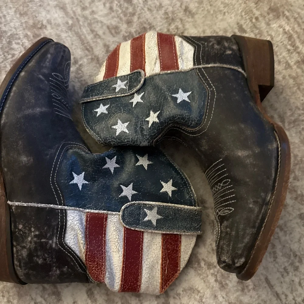 ROPER WOMEN'S AMERICAN BEAUTY FLAG ANKLE BOOTS - Picture 1 of 3